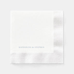 Modern Personalized Blue Names Coined Wedding Napkin