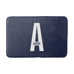 Modern Personalized Bold Monogram and Name Bath Mat