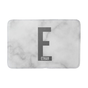 Modern Personalized Bold Monogram and Name Bath Mat