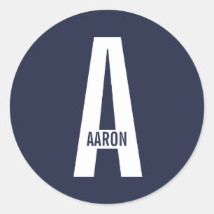 Modern Personalized Bold Monogram and Name Classic Round Sticker
