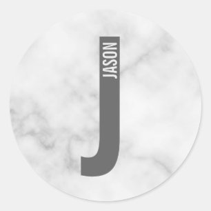 Modern Personalized Bold Monogram and Name Classic Round Sticker