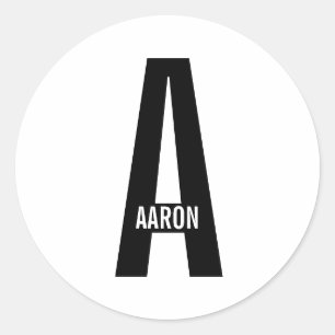 Modern Personalized Bold Monogram and Name Classic Round Sticker