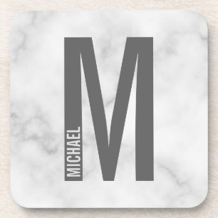 Modern Personalized Bold Monogram and Name Coaster