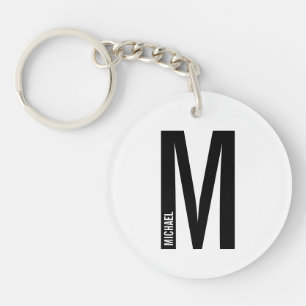 Modern Personalized Bold Monogram and Name Key Ring