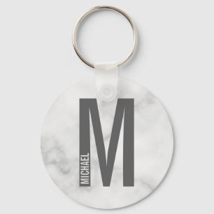 Modern Personalized Bold Monogram and Name Key Ring