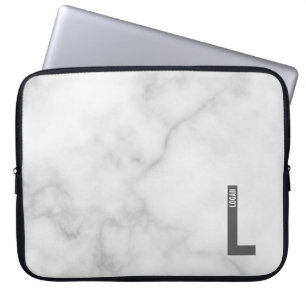Modern Personalized Bold Monogram and Name Laptop Sleeve