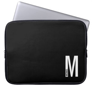 Modern Personalized Bold Monogram and Name Laptop Sleeve