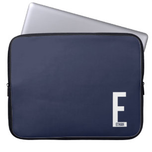Modern Personalized Bold Monogram and Name Laptop Sleeve