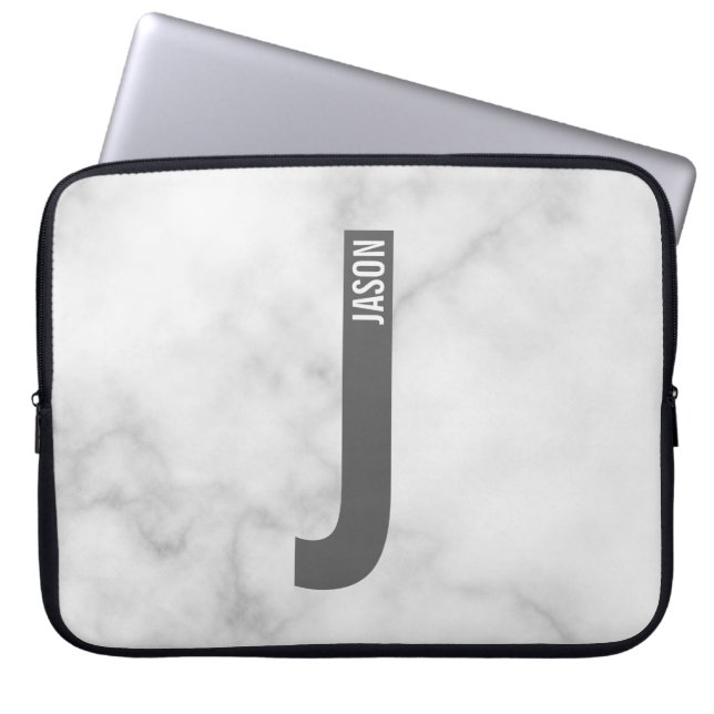 Modern Personalized Bold Monogram and Name Laptop Sleeve (Front)