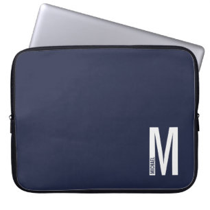Modern Personalized Bold Monogram and Name Laptop Sleeve