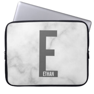 Modern Personalized Bold Monogram and Name Laptop Sleeve