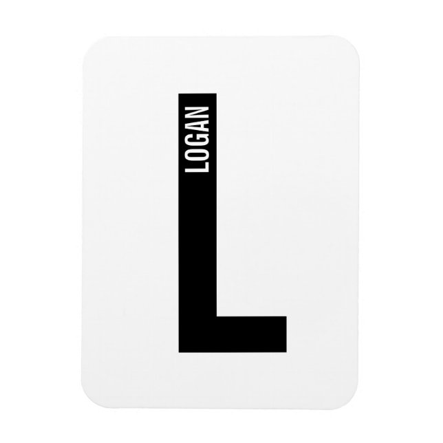 Modern Personalized Bold Monogram and Name Magnet (Vertical)