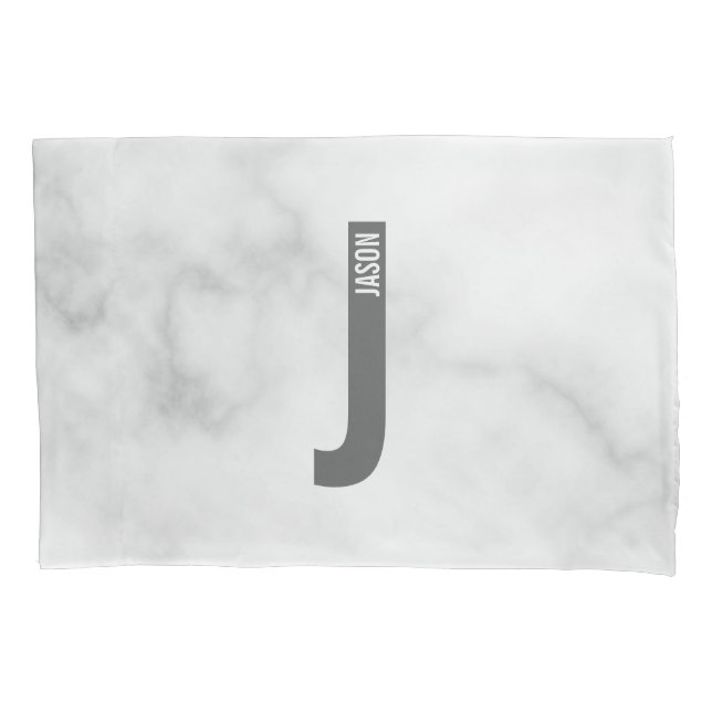 Modern Personalized Bold Monogram and Name Pillowcase (Front)