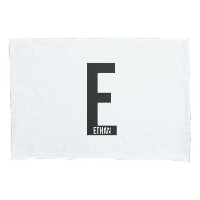 Modern Personalized Bold Monogram and Name Pillowcase (Front)