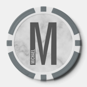 Modern Personalized Bold Monogram and Name Poker Chips