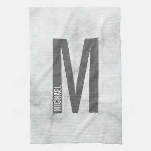 Modern Personalized Bold Monogram and Name Tea Towel