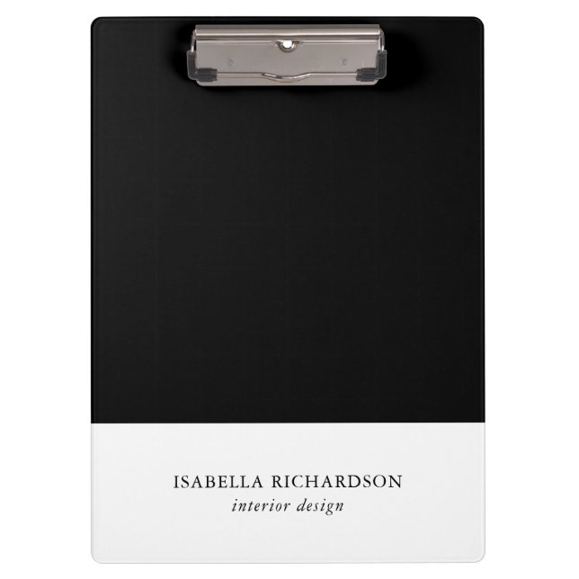 Modern Personalized Color Block Black And White Clipboard (Front)