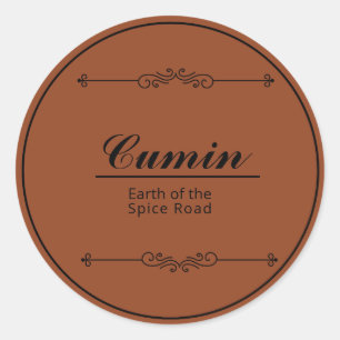 Modern Personalized Cumin Spice Black Text Classic Round Sticker