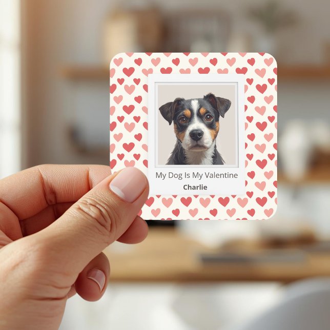 Modern Personalized Dog Valentine Stickers (Creator Uploaded)