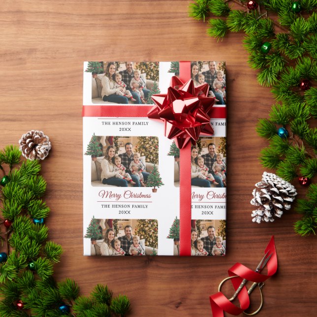 Modern Personalized Family Photo Christmas  Wrapping Paper (Holiday Gift)