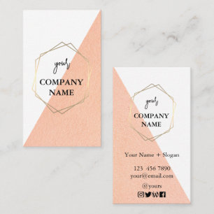 Modern Personalized Geometric Pink White Social  Business Card