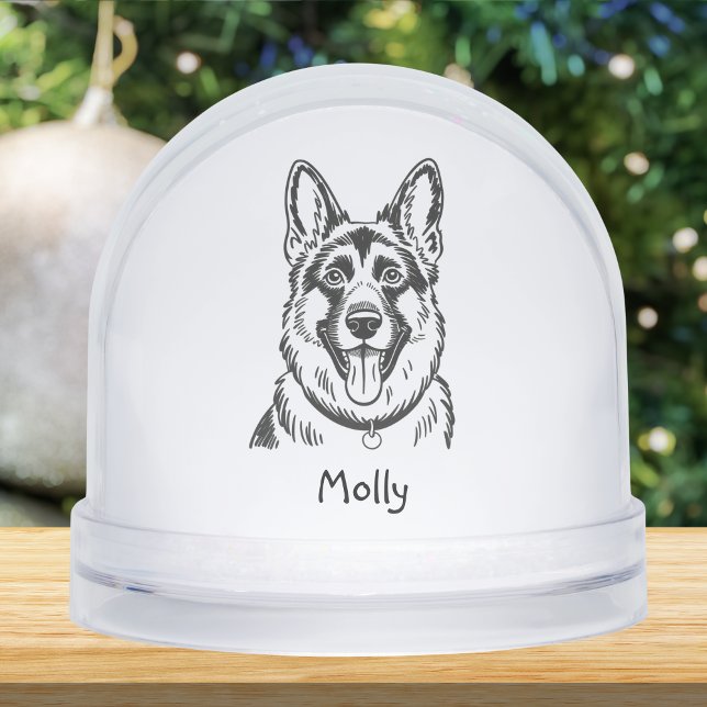 Modern Personalized German Shepherd Dog Christmas Snowglobe (Creator Uploaded)