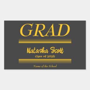 Modern Personalized grad school Graduation Rectangular Sticker