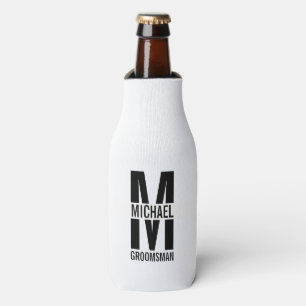 Modern Personalized Groomsmen Monogram and Name Bottle Cooler