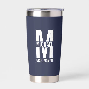 Modern Personalized Groomsmen Monogram and Name Insulated Tumbler