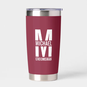 Modern Personalized Groomsmen Monogram and Name Insulated Tumbler