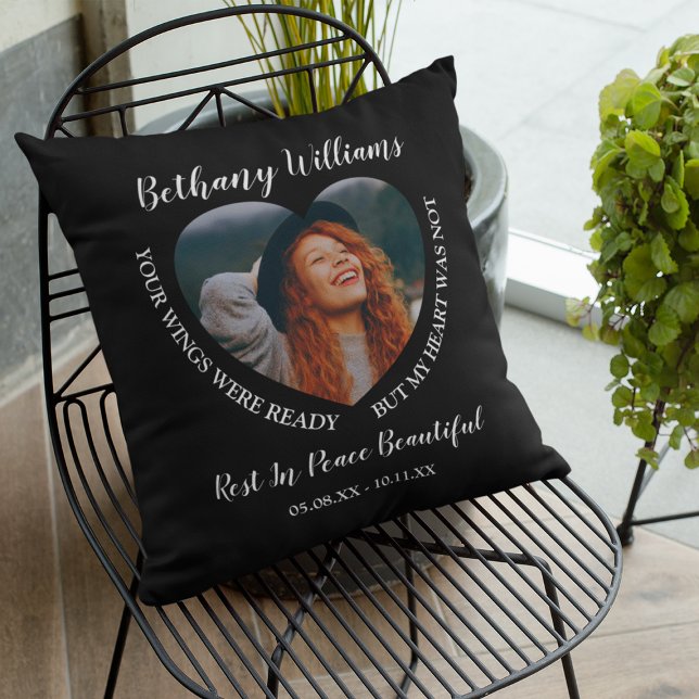 Modern Personalized Heart Photo Memorial Throw Pil Cushion (Creator Uploaded)