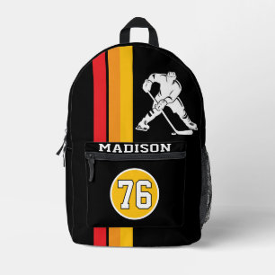 Modern Personalized Ice Hockey Player Name Number Printed Backpack