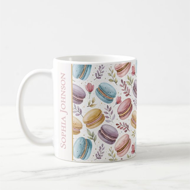 Modern Personalized Macaron Desserts Coffee Mug (Left)