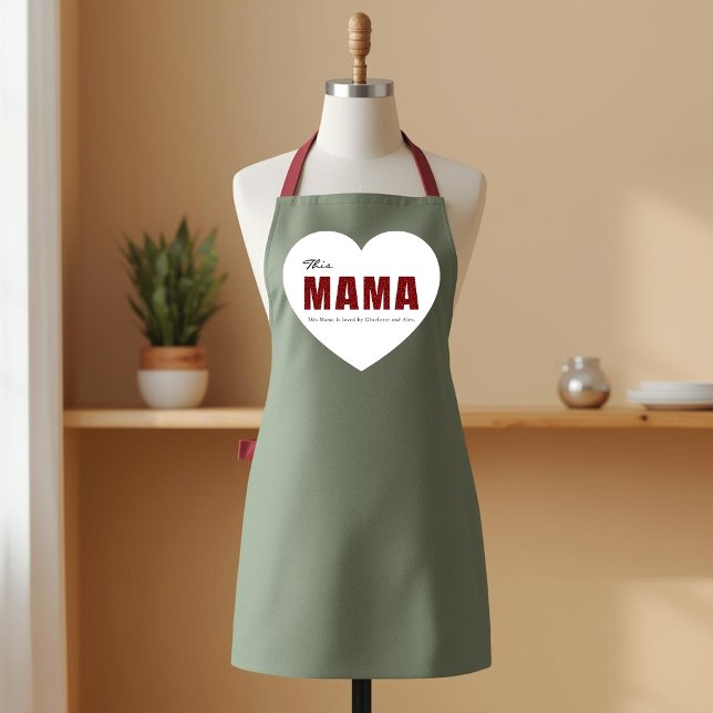 Modern Personalized Mama Heart Apron (Creator Uploaded)