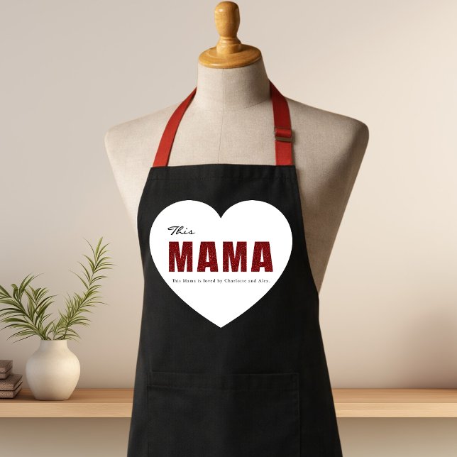 Modern Personalized Mama Heart Apron (Creator Uploaded)
