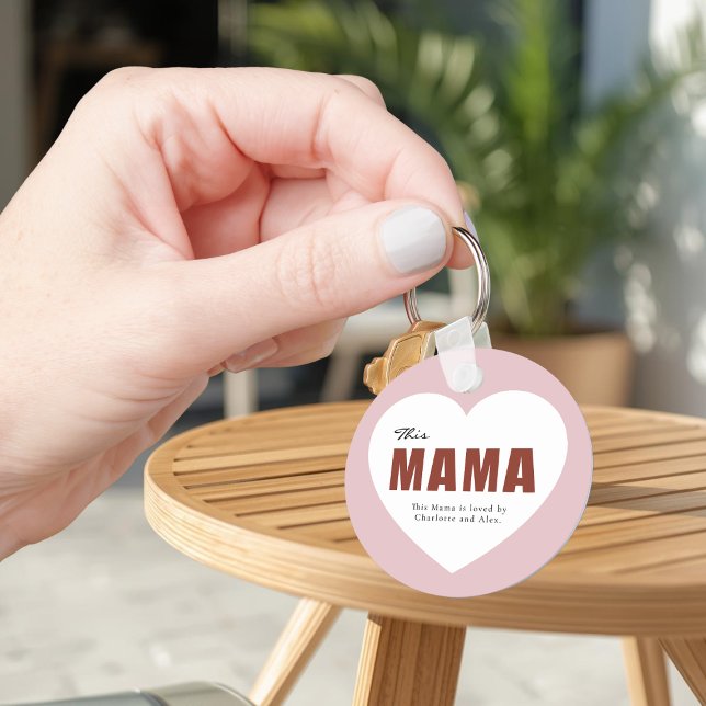 Modern Personalized Mama Heart Keychain (Creator Uploaded)