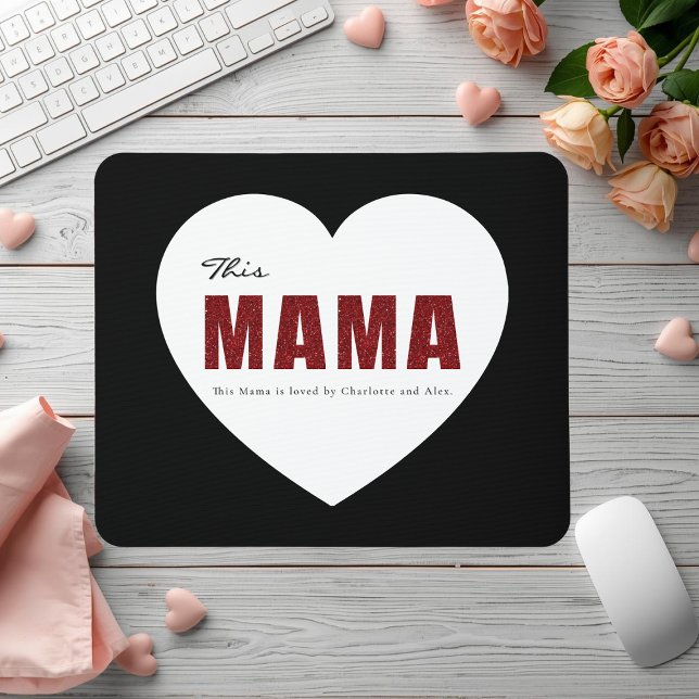 Modern Personalized Mama Heart Mouse Pad (Creator Uploaded)