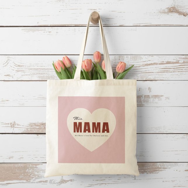 Modern Personalized Mama Heart Tote Bag (Creator Uploaded)
