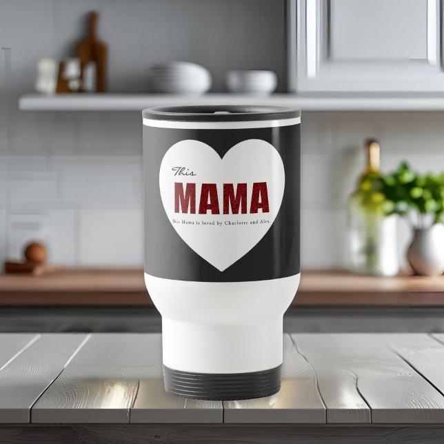 Modern Personalized Mama Heart Travel Mug (Creator Uploaded)