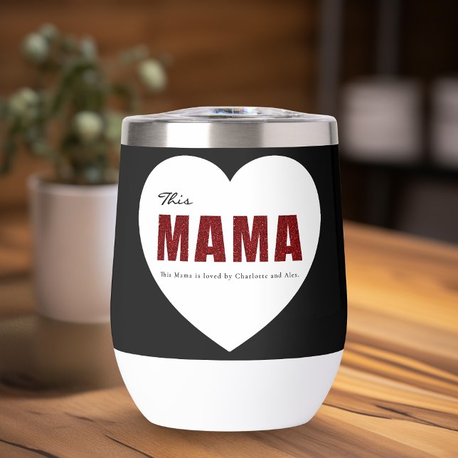 Modern Personalized Mama Heart Water Bottle (Creator Uploaded)