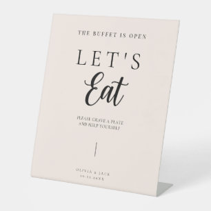 Modern Personalized Minimalistic Wedding Food Pede Pedestal Sign