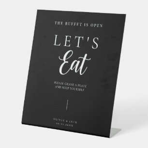 Modern Personalized Minimalistic Wedding Food  Pedestal Sign