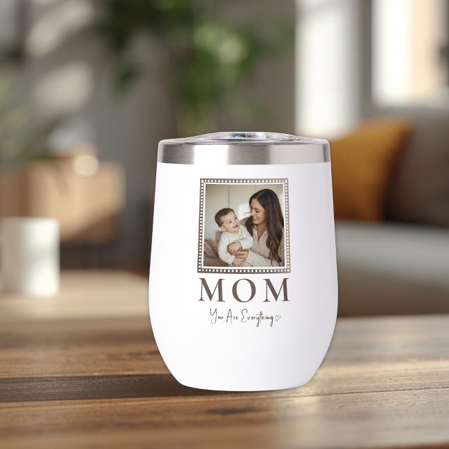 Modern Personalized Mom Photo Wine Tumbler (Creator Uploaded)