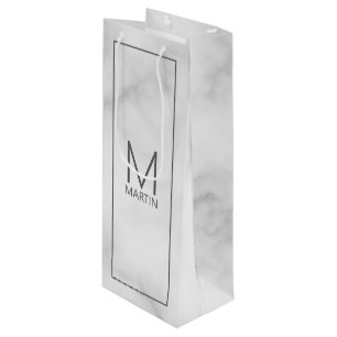 Modern Personalized Monogram and Name Wine Gift Bag