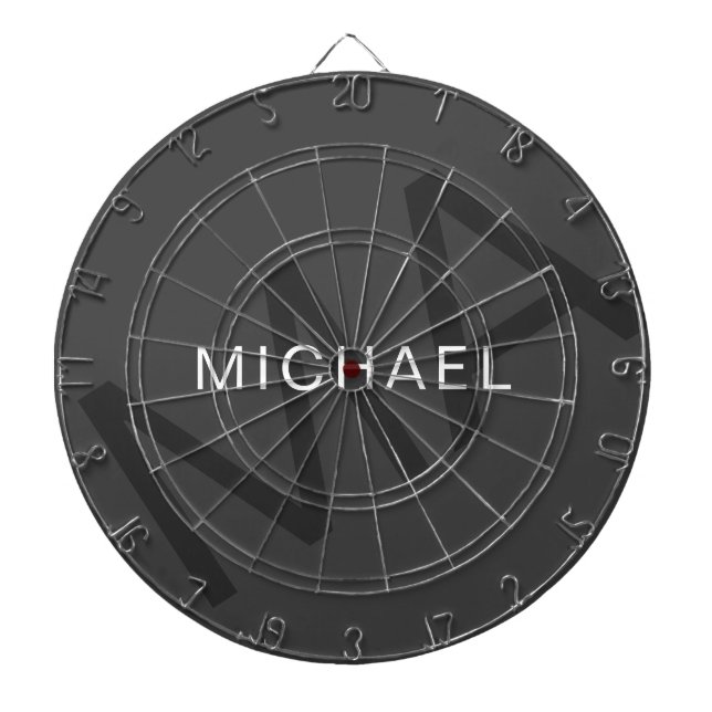 Modern Personalized Monogram Gray Dartboard (Front)