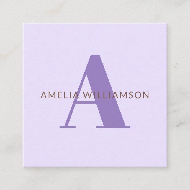 Modern Personalized Monogram  Square Business Card (Front)