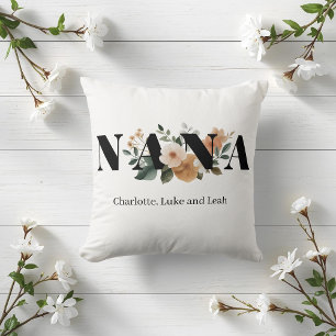 Modern Personalized Nana Floral Gift Cushion