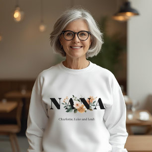 Modern Personalized Nana Floral Gift Sweatshirt