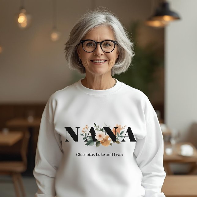 Modern Personalized Nana Floral Gift Sweatshirt (Creator Uploaded)
