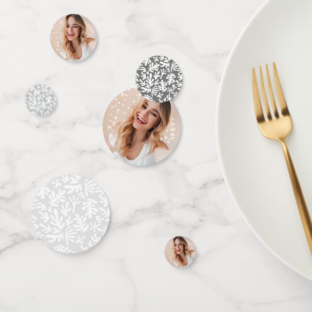 Modern Personalized Photo 16th Birthday Floral Confetti (Group)